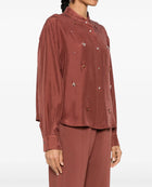 forte_forte Silk Habotai Grandfather Shirt with Crystals - Cacao