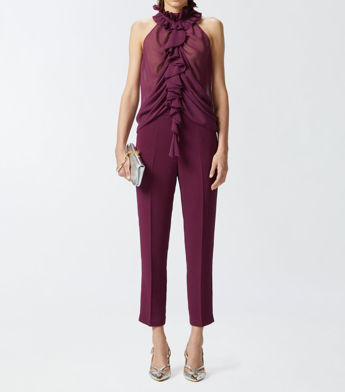 PINKO Elegant Technical Fabric Trousers - Grape Vine