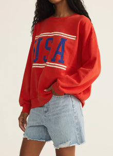 Z Supply USA Sunday Sweatshirt - Cabana Red