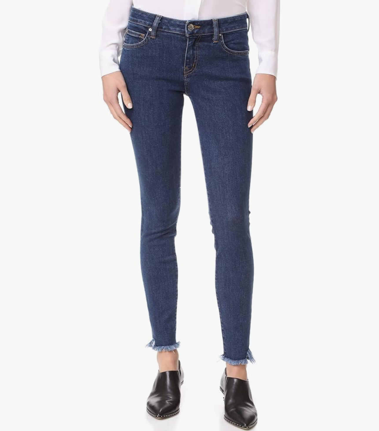 IRO Jarod Crop Frayed Hem Skinny Jeans - Blue