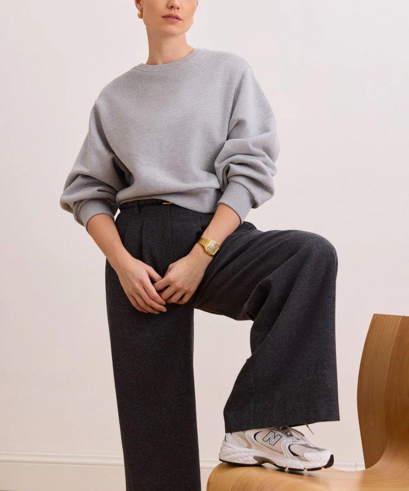 Lune Zoe Padded Shoulder Sweater - Grey Melange