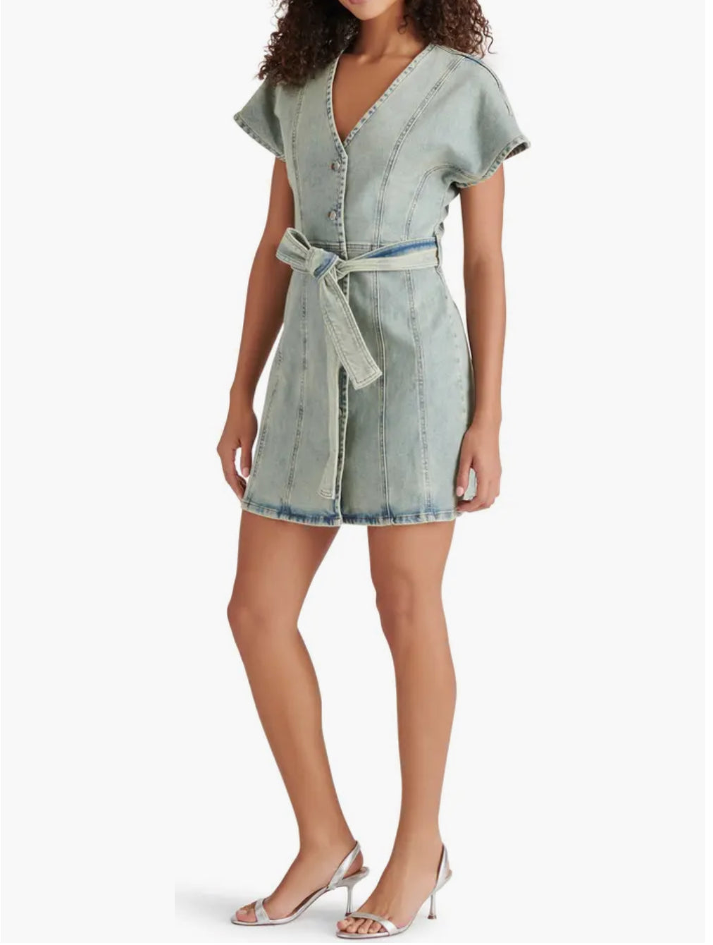 Steve Madden Joelle Belted Denim Dress - Stone Blue
