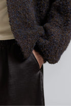 There-Elsewhere Wool Blend Open Texture Cardigan - Dark Chocolate