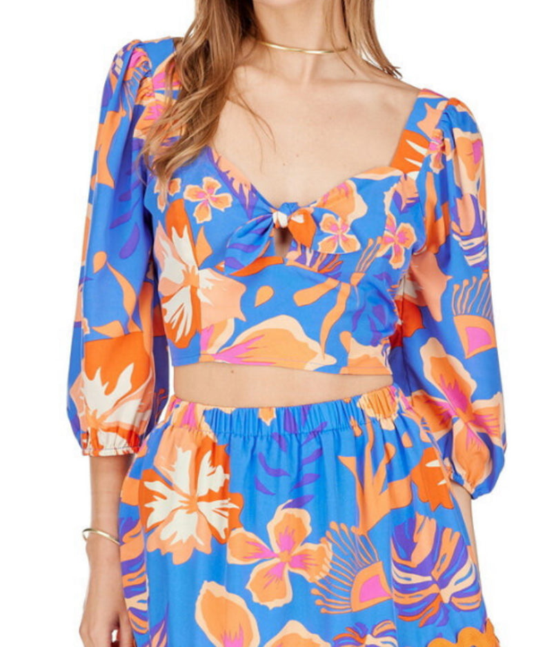 Joy Joy Tropical Hibiscus Bustier Top