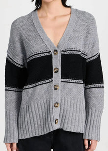 ATM Wool Blend Oversized Cardigan - Cloud Grey/Black