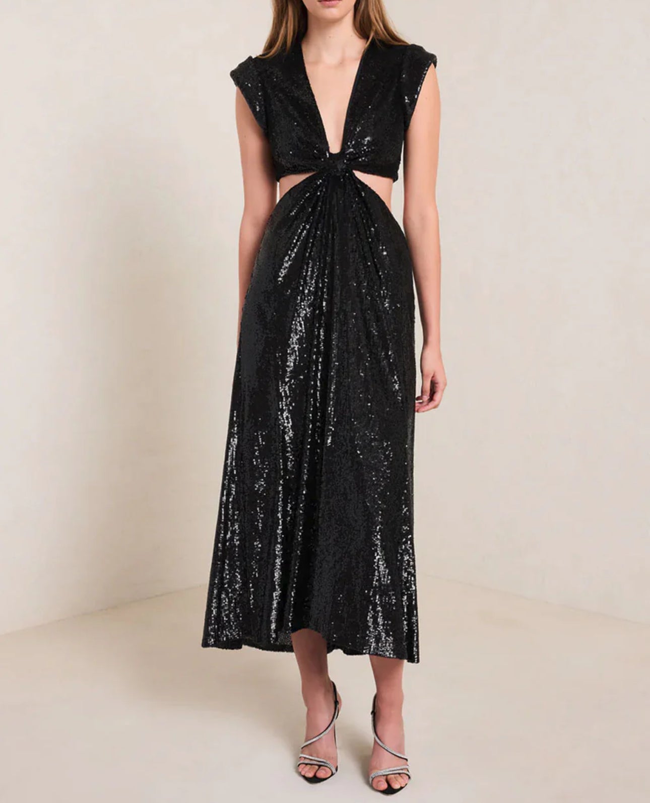 A.L.C. Alexis Sequined Cut Out Midi Dress - Black