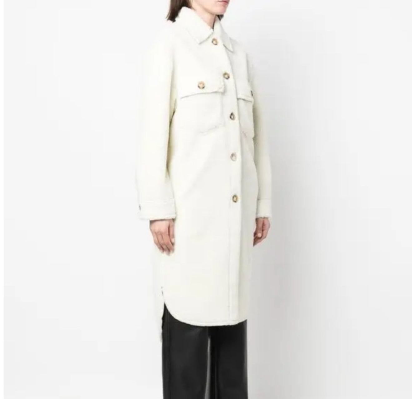 Apparis Single-Breasted Faux Shearling Coat - White