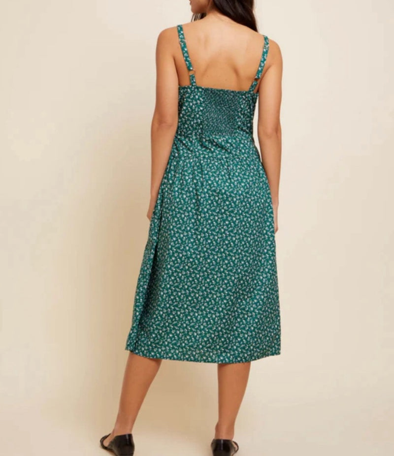 Nation Ltd Lucia Button Dress - Emerald Green