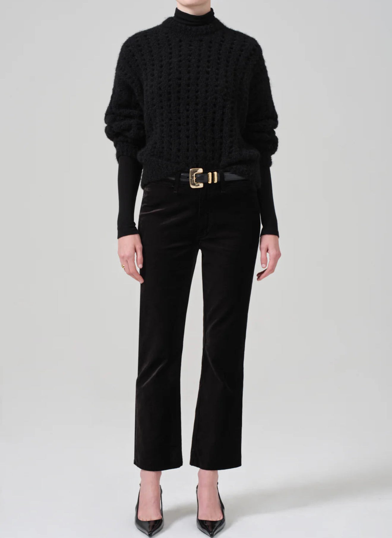 Citizens of Humanity Isola Velvet Cropped Trouser - Black