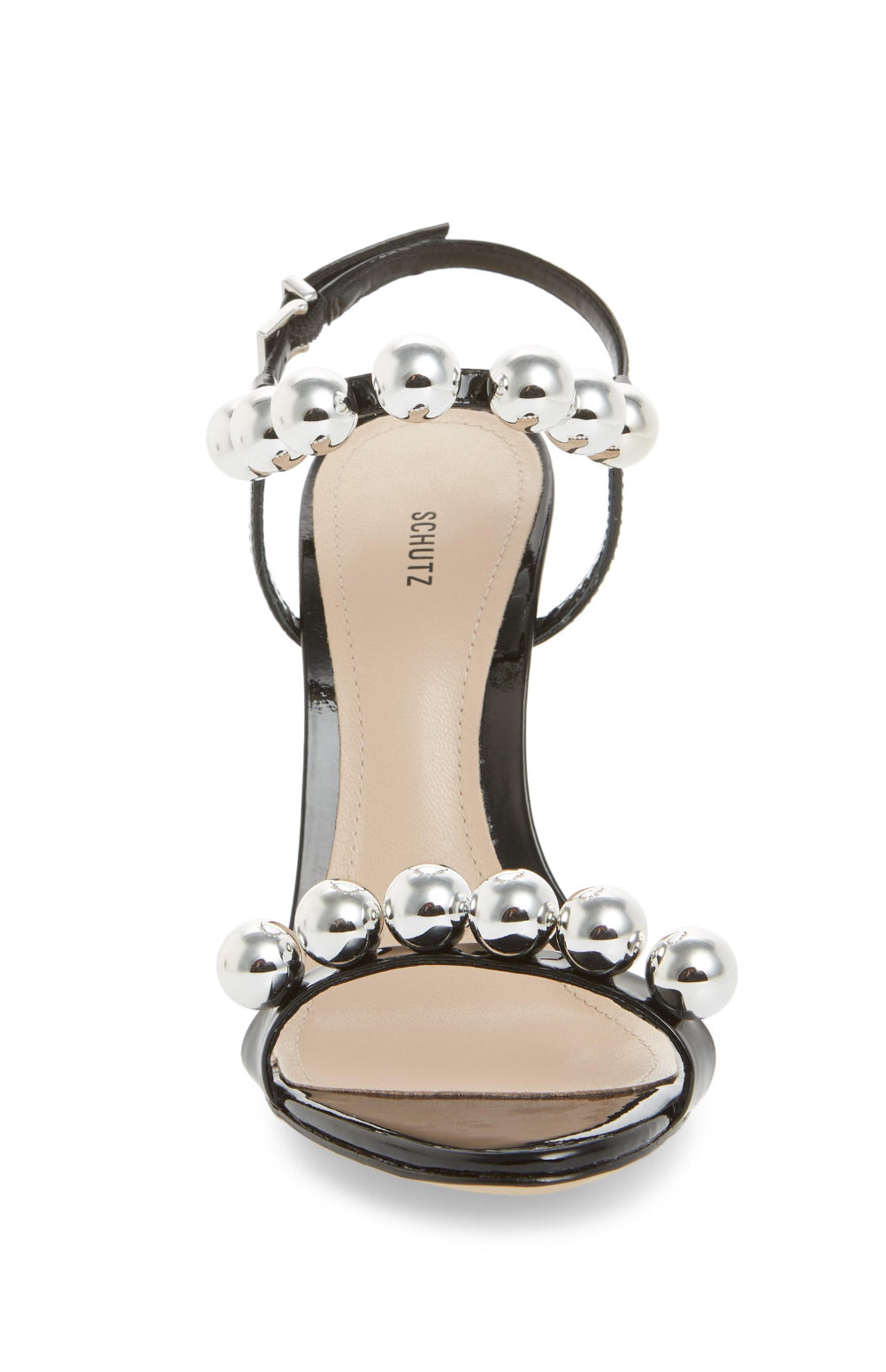 Schutz Nellie Single Sole Pearl Sandal - Black Patent Leather