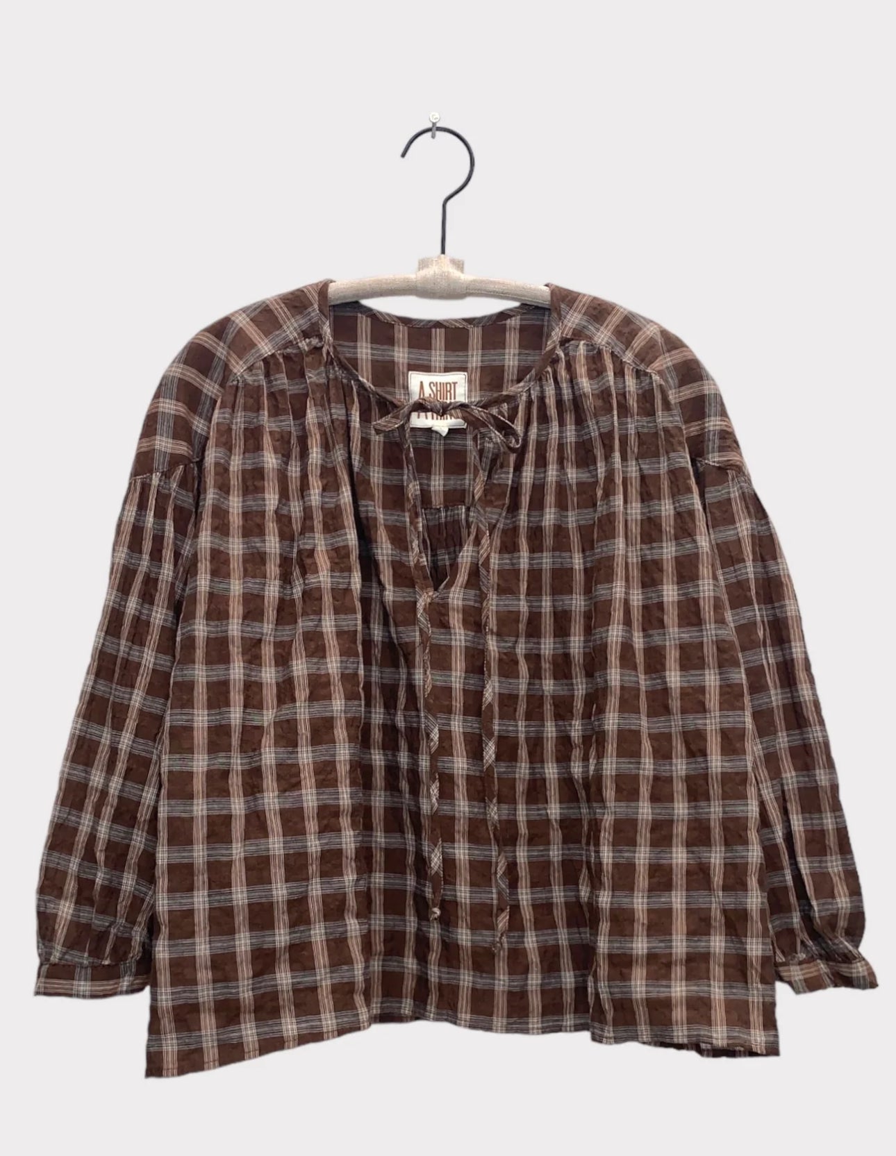 A Shirt Thing Frenchie Plaid Top - Hazelnut