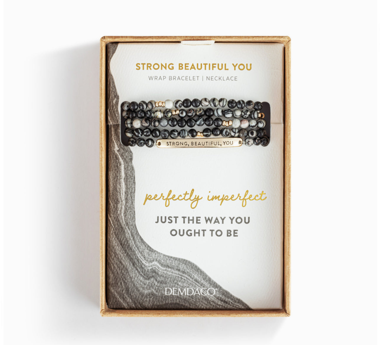 DEMDACO Strong-Beautiful-You Necklace/Bracelet - Black Mix