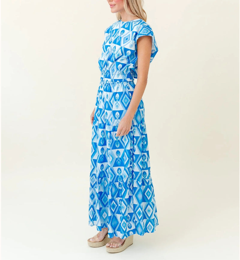 Sheridan French Gardenia Skirt - Lapis Geo