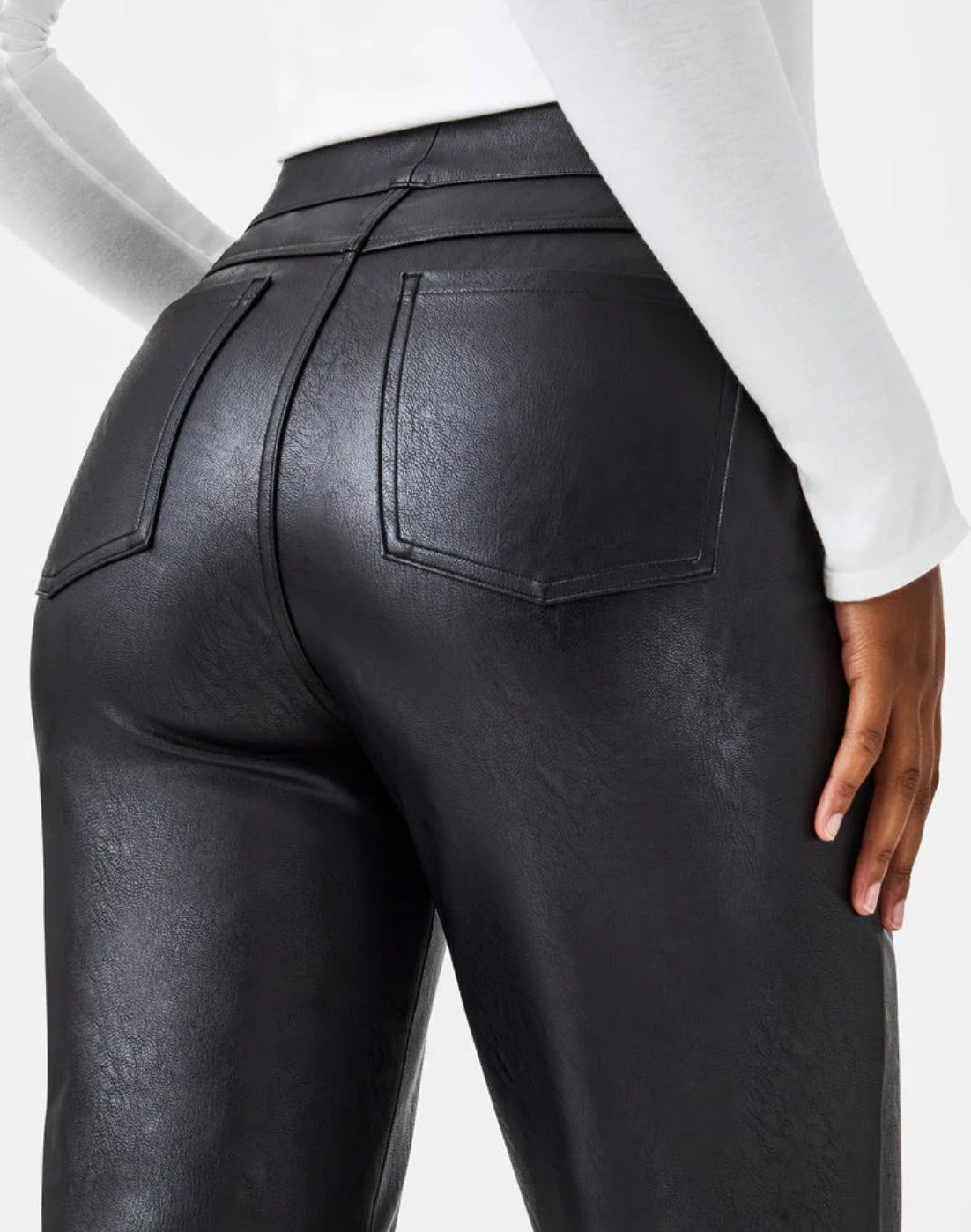 Spanx Leather-Like Straight Leg Pant - Luxe Black