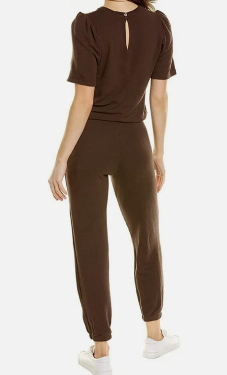 Monrow Supersoft Puff Sleeve Jumpsuit - Brown