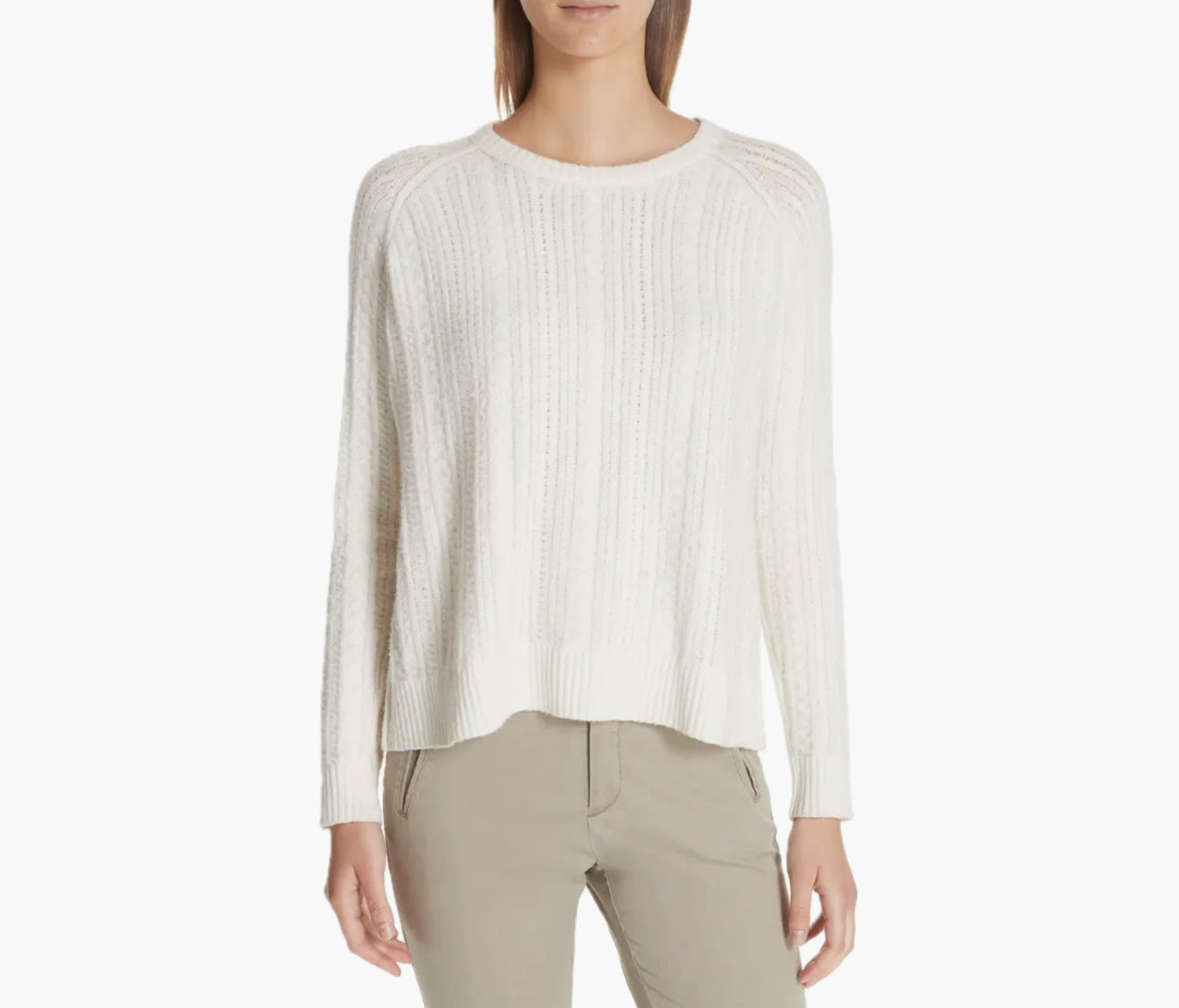 ATM Cabled Crewneck Sweater - Ivory