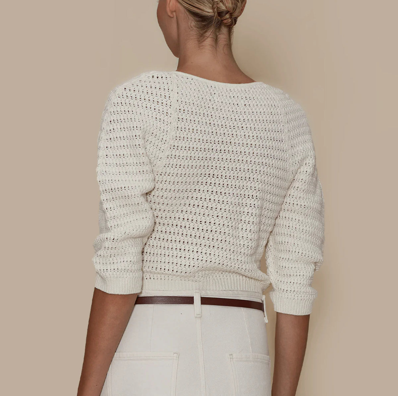 LE JEAN Linen Crochet Top - Sand