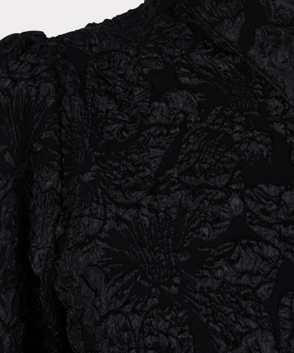 Esqualo Basic Flower Jacquard Blouse - Black