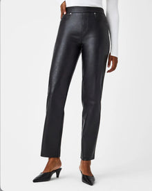 Spanx Leather-Like Straight Leg Pant - Luxe Black