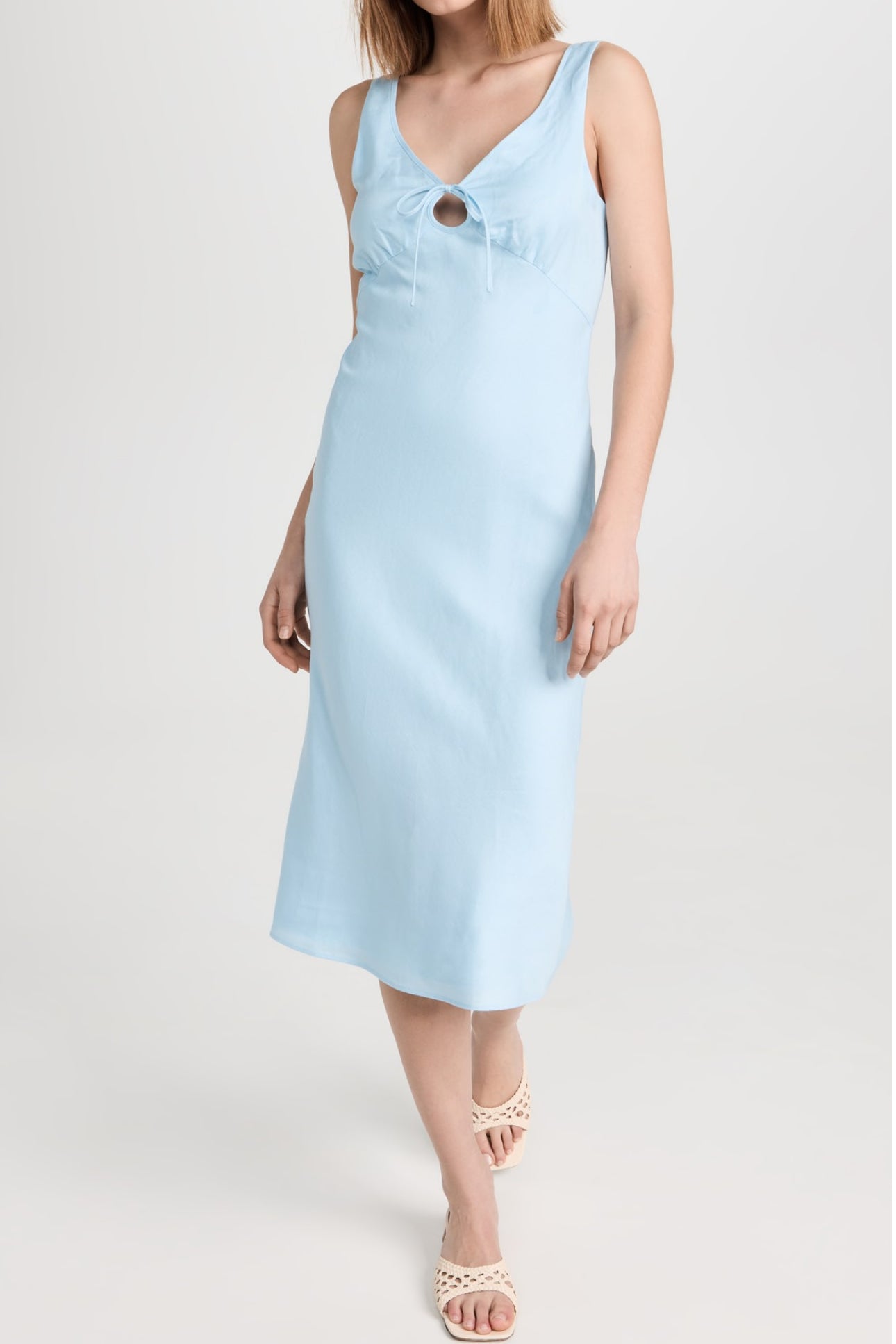 Amanda Uprichard Clarisse Linen Dress - Powder Blue