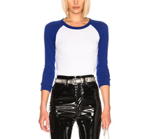 Enza Costa Bracelet Sleeve Baseball Crew - White/Blue