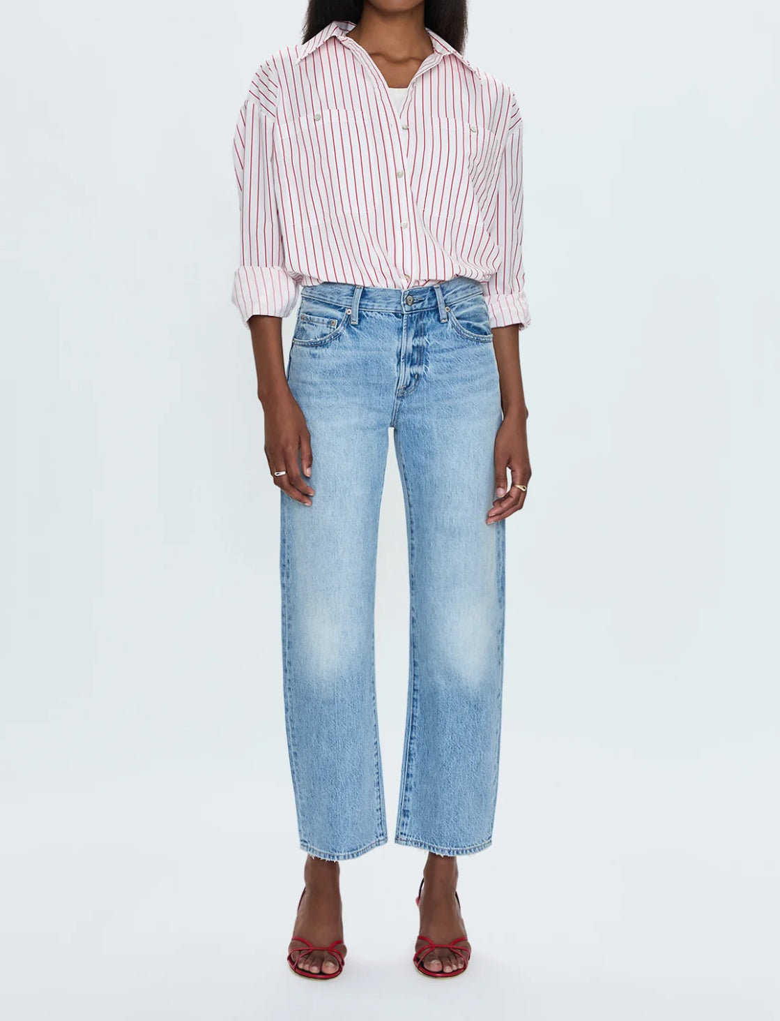 Pistola Samantha Oversized Button Up Shirt - Ruby Stripe