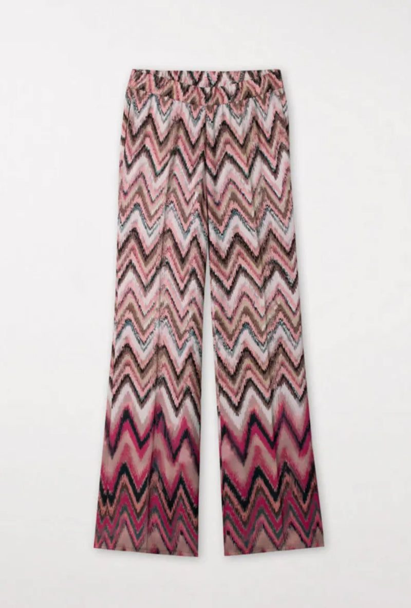 Luisa Cerano Pink and Barolo Zig Zag Printed Trousers