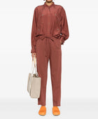 forte_forte Silk Habotai Grandfather Shirt with Crystals - Cacao