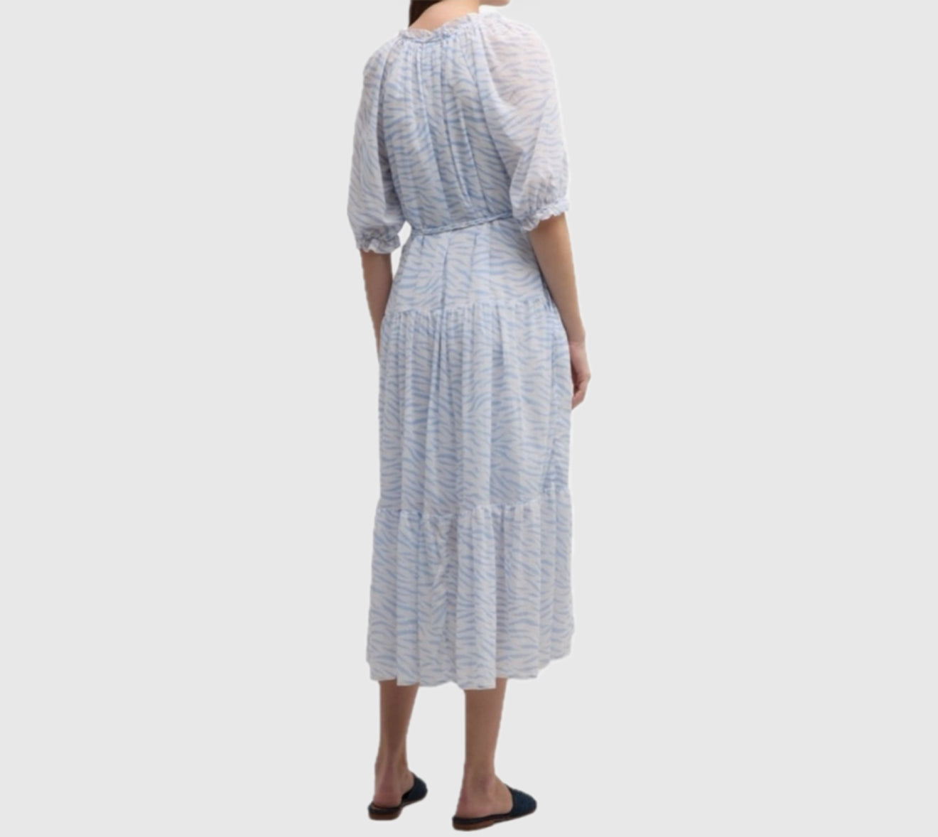 Xirena Lyta Tiered Tiger Stripe Print Dress - Blue Wave
