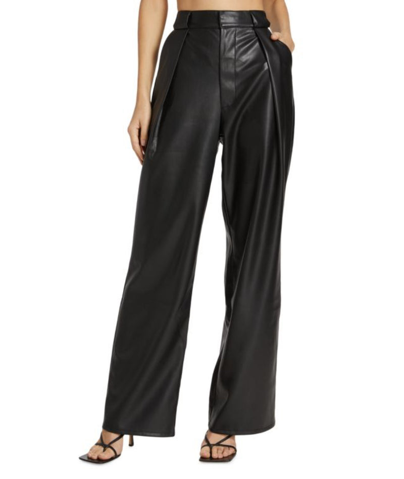 MOTHER Tunnel Vision Faux Leather Pants - Black