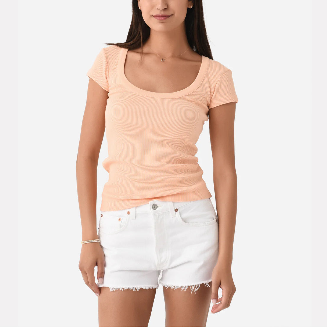 Lima Scoop Neck Tee - Cantaloupe