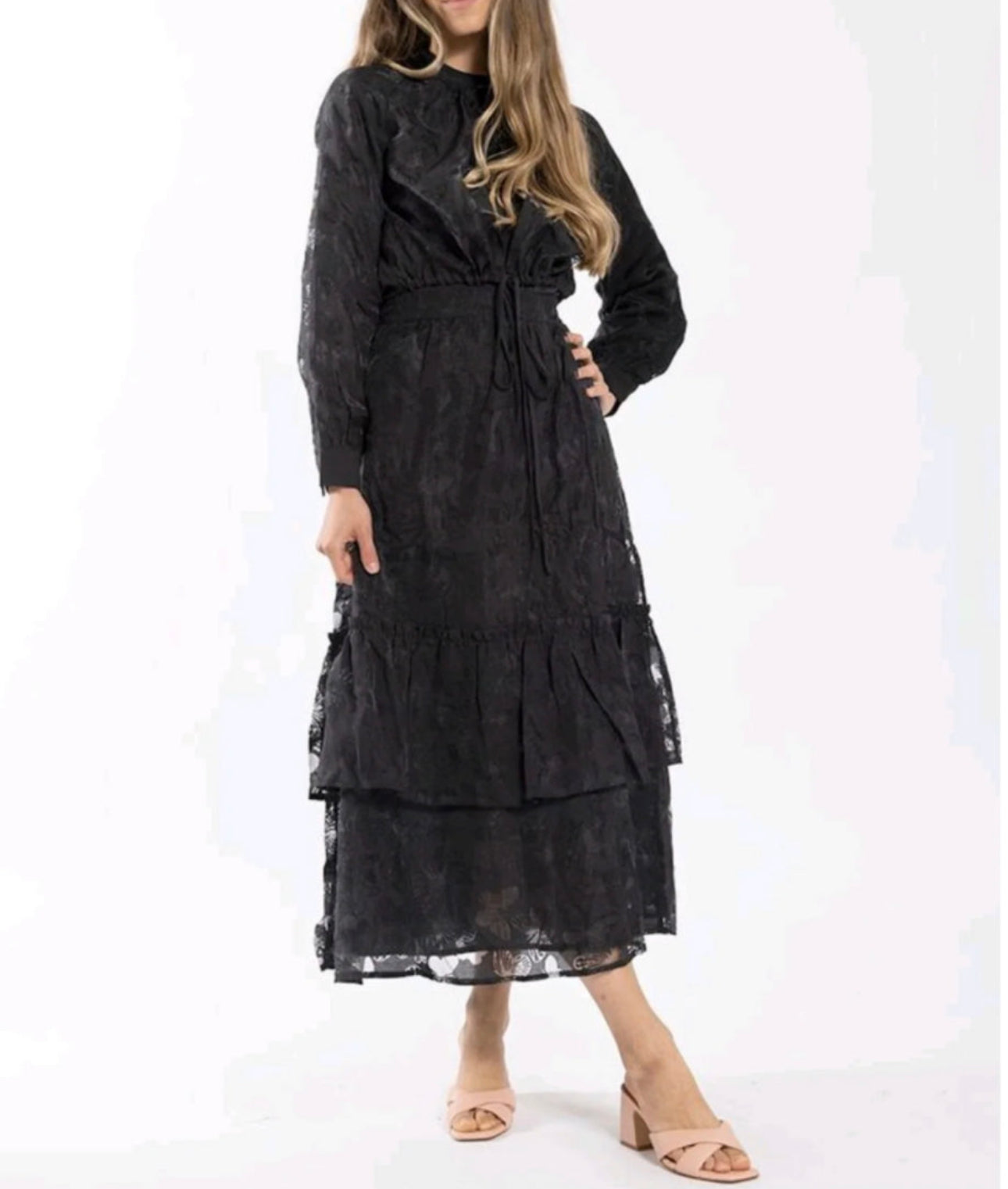 Concept Organza Butterfly MidI Skirt - Black