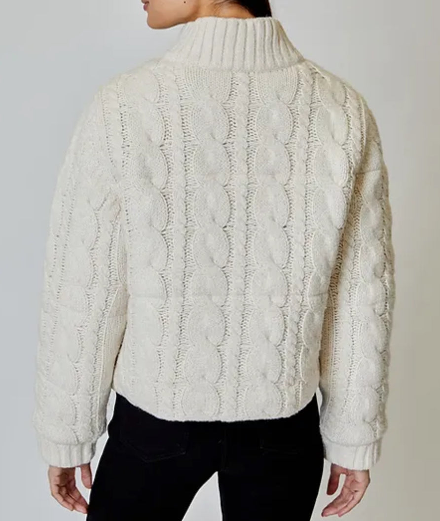 dh New York Aspen Cable-Knit Sweater Jacket - Ivory