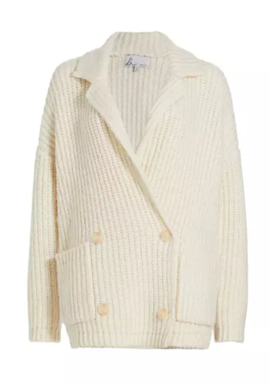 dh New York Piper Double-Breasted Cardigan - Winter White Marled