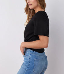 Bella Dahl Satin Smocked Waist Top - Black