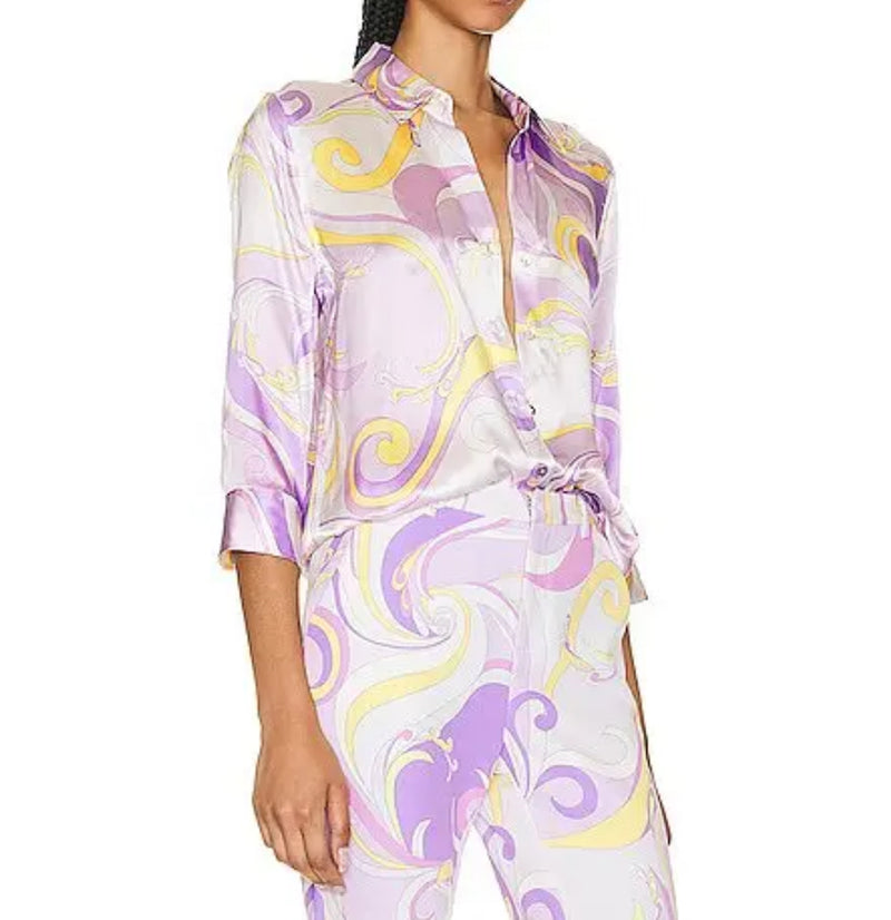 L’Agence Dani Orchid Multi Saint Martin Print Blouse