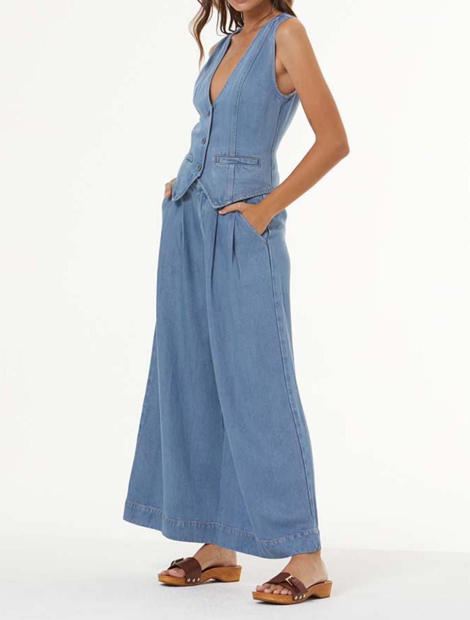 young fabulous broke Calvin Crop Wide Leg Pants Indigo