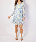 Sail To Sable Ruffle Hem Dress With Tassels - Falling Violets Print