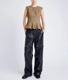 Proenza Schouler White Label Felix Top in Tech Cotton - Dark Birch