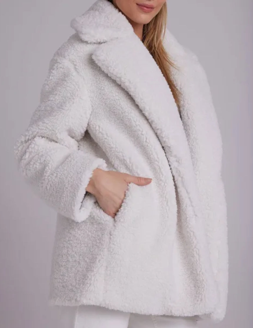 Bella Dahl Oversized Notch Collar Teddy Coat - Winter White