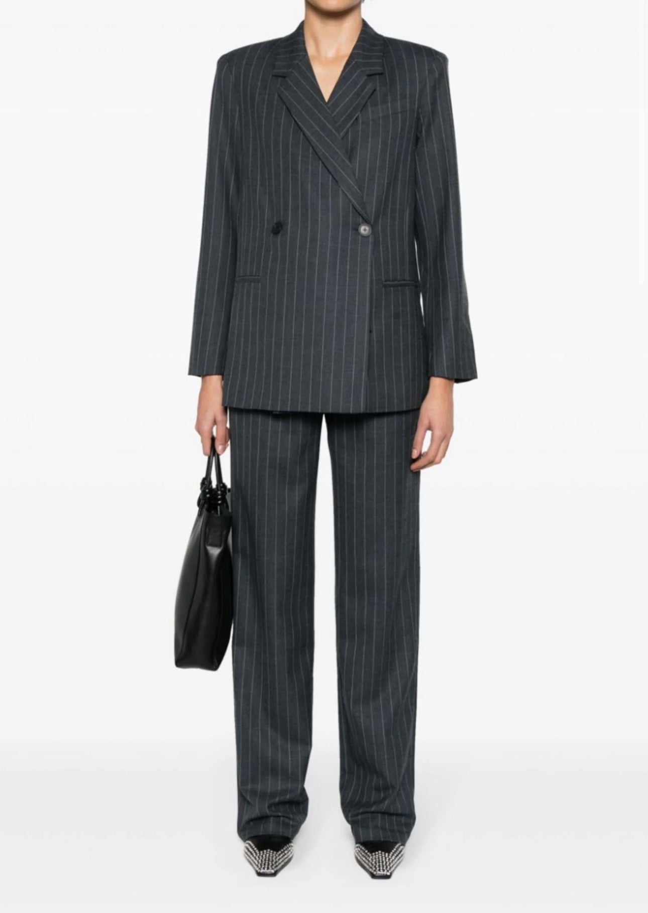 Anine Bing Kaia Wool-Blend Pinstripe Blazer