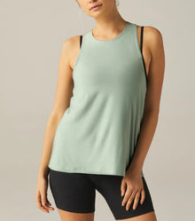 Beyond Yoga Featherweight Captivate Cutout Tank - Minty Slate Heather