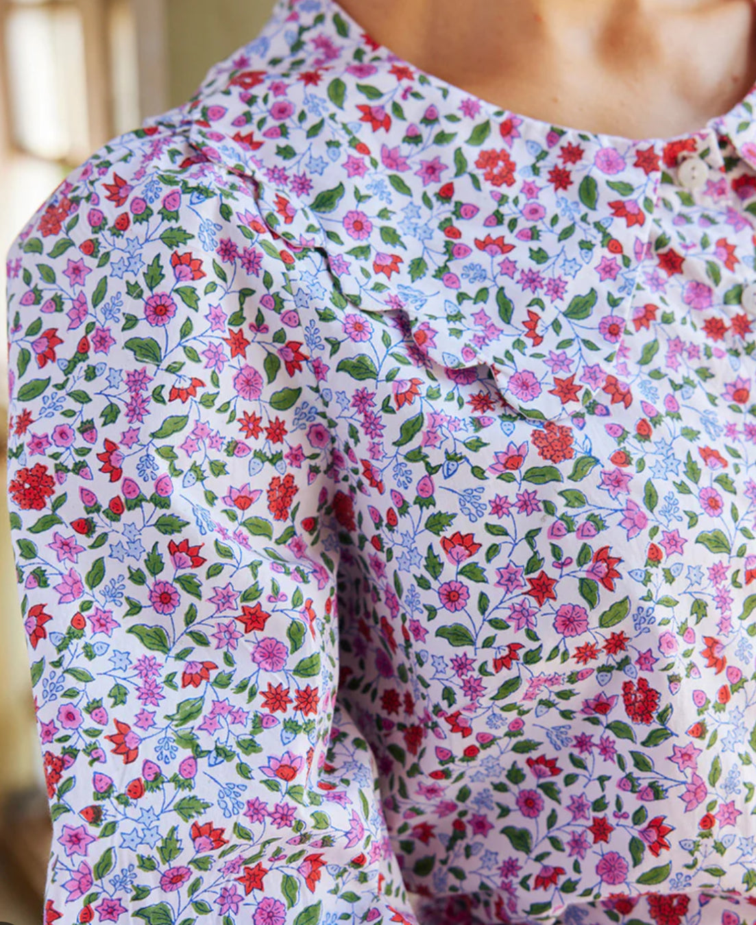 Pink City Prints Ditsy Strawberry Apple Blouse