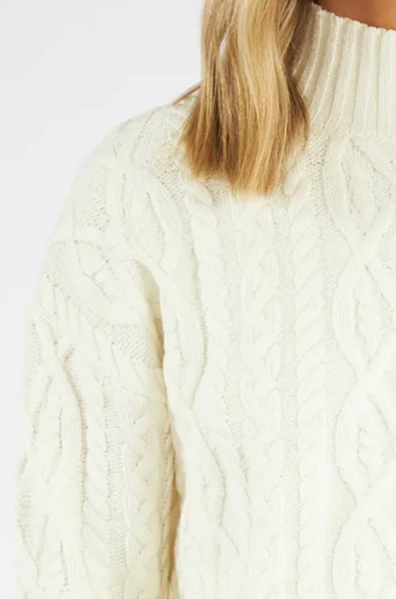 Michael Stars Suki Cable Mock Neck - Chalk