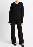 Vince Wool and Cashmere Drop-Shoulder V-Neck Sweater - Black