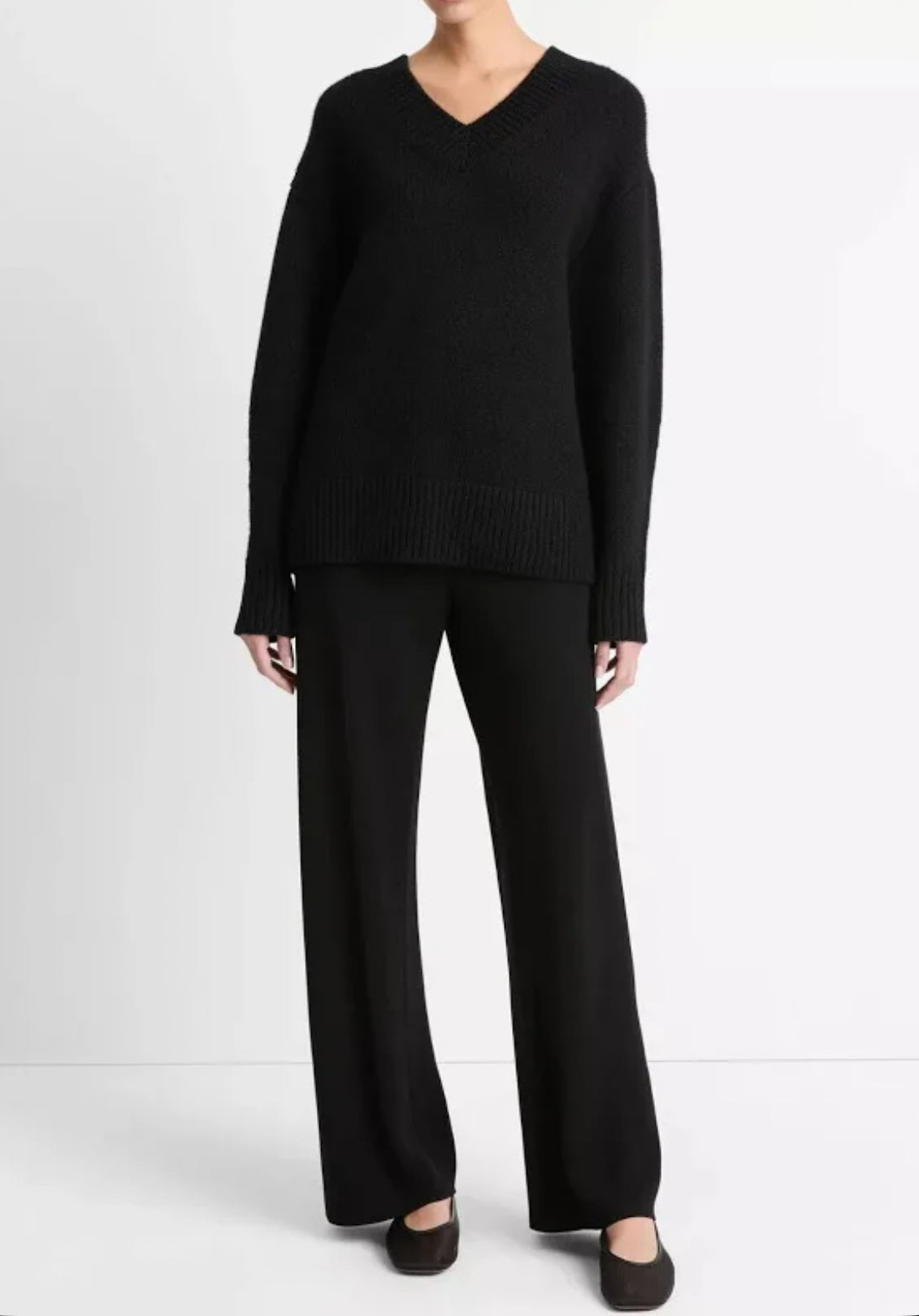 Vince Wool and Cashmere Drop-Shoulder V-Neck Sweater - Black
