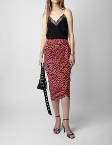 Zadig & Voltaire Jamelia Animal Print Silk Skirt- Rose