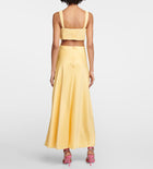 Jonathan Simkhai Roberta Crochet Satin Maxi Dress - Popcorn