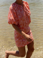 OLIVIA by livro Freda Top - Orange Checkerboard