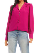 Fifteen Twenty Shirred Blouse - Hot Pink